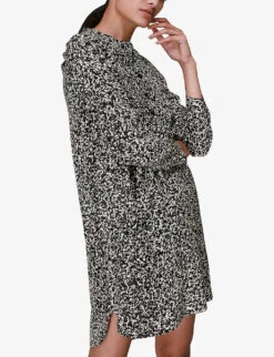 Whistles Piper Abstract-print Woven Mini Dress 8 Whistles Piper Abstract-print Woven Mini Dress -The Fashion Shop R03820748 BLACK ALT03