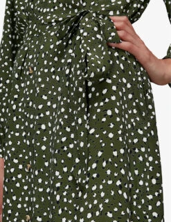 Whistles Livi Leopard-print V-neck Crepe Midi Dress -The Fashion Shop R03822388 MULTICOLOURED ALT05