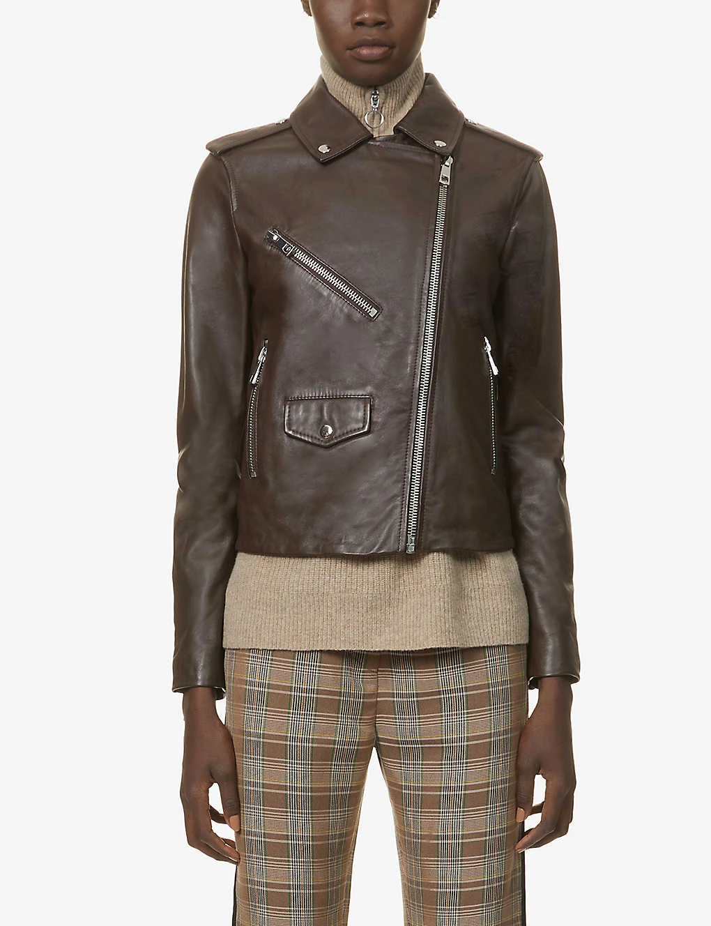 Whistles Agnes Zip-through Leather Biker Jacket 3 Whistles Agnes Zip-through Leather Biker Jacket - Image 3