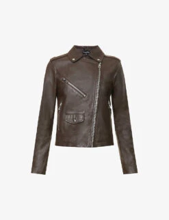 Whistles Agnes Zip-through Leather Biker Jacket