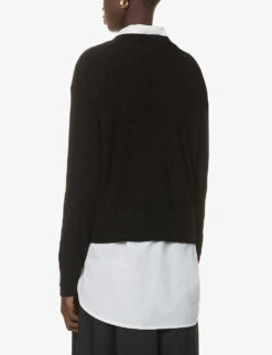 Whistles V-neck Cashmere Cardigan 8 Whistles V-neck Cashmere Cardigan -The Fashion Shop R03827348 BLACK ALT03