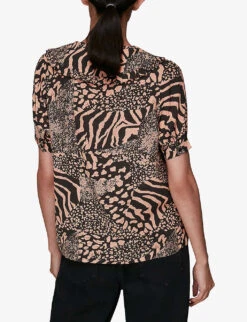 Whistles Maggie Animal-print Woven Top -The Fashion Shop R03827768 MULTICOLOURED ALT03