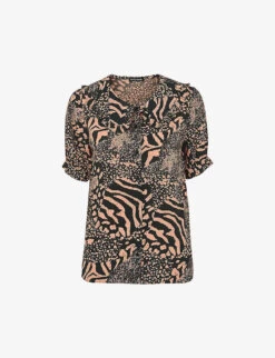 Whistles Maggie Animal-print Woven Top