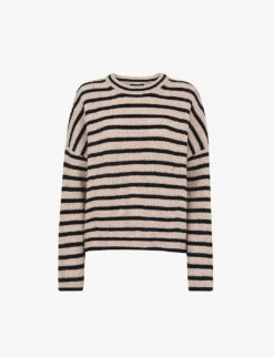 Whistles Striped Ribbed Knitted Crewneck Jumper