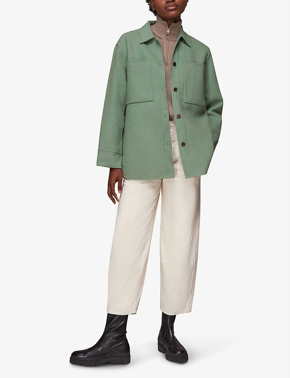 Whistles Long-sleeve Spread-collar Wool-blend Overshirt 2 Whistles Long-sleeve Spread-collar Wool-blend Overshirt - Image 2