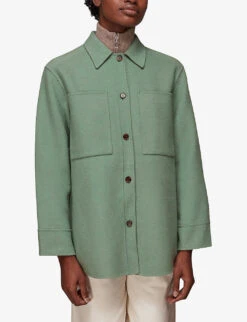 Whistles Long-sleeve Spread-collar Wool-blend Overshirt 7 Whistles Long-sleeve Spread-collar Wool-blend Overshirt -The Fashion Shop R03828706 PALEGREEN ALT02