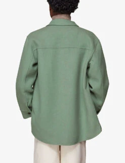 Whistles Long-sleeve Spread-collar Wool-blend Overshirt 8 Whistles Long-sleeve Spread-collar Wool-blend Overshirt -The Fashion Shop R03828706 PALEGREEN ALT03