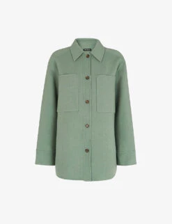 Whistles Long-sleeve Spread-collar Wool-blend Overshirt