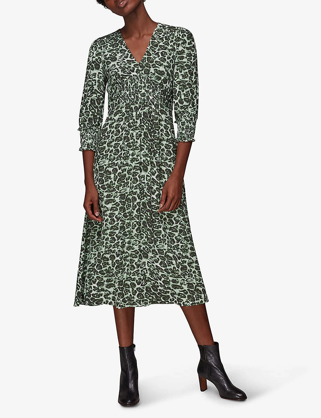 Whistles Clouded Leopard Leopard-print Woven Midi Dress 2 Whistles Clouded Leopard Leopard-print Woven Midi Dress - Image 2