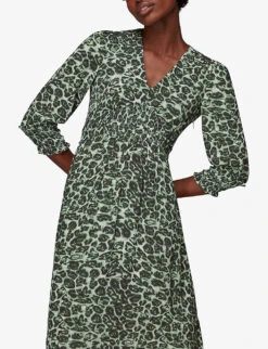 Whistles Clouded Leopard Leopard-print Woven Midi Dress 7 Whistles Clouded Leopard Leopard-print Woven Midi Dress -The Fashion Shop R03829295 MULTICOLOURED ALT02