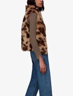 Whistles Cow-print Sleeveless Shearling Gilet -The Fashion Shop R03831062 MULTICOLOURED ALT04