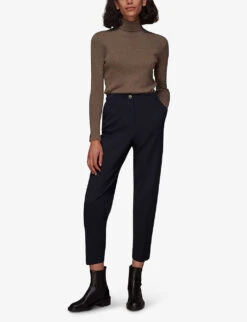 Whistles Lila Tapered-leg High-rise Woven Trousers 7 Whistles Lila Tapered-leg High-rise Woven Trousers -The Fashion Shop R03831933 NAVY ALT02