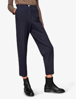 Whistles Lila Tapered-leg High-rise Woven Trousers 8 Whistles Lila Tapered-leg High-rise Woven Trousers -The Fashion Shop R03831933 NAVY ALT03