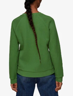 Whistles Nouveaute Embroidered Cotton-jersey Sweatshirt -The Fashion Shop R03832666 GREEN ALT03