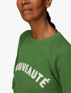 Whistles Nouveaute Embroidered Cotton-jersey Sweatshirt -The Fashion Shop R03832666 GREEN ALT04