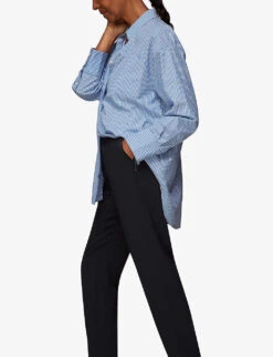 Whistles Ella Cropped Slim-leg Mid-rise Stretch-woven Trousers 7 Whistles Ella Cropped Slim-leg Mid-rise Stretch-woven Trousers -The Fashion Shop R03834721 NAVY ALT02