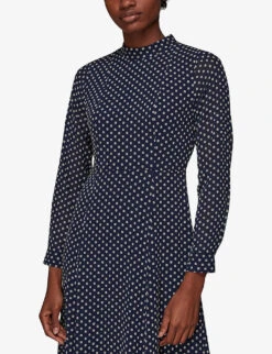Whistles Dobby Spot-print Woven Midi Dress -The Fashion Shop R03835405 BLUE ALT02