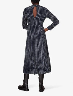 Whistles Dobby Spot-print Woven Midi Dress -The Fashion Shop R03835405 BLUE ALT03