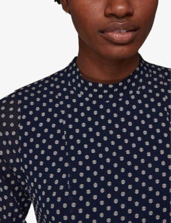 Whistles Dobby Spot-print Woven Midi Dress -The Fashion Shop R03835405 BLUE ALT04