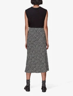 Whistles Landmark-print A-line Bias-cut Woven Midi Skirt 8 Whistles Landmark-print A-line Bias-cut Woven Midi Skirt -The Fashion Shop R03835900 BLACK ALT03