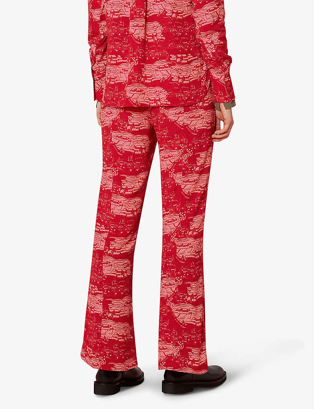 Whistles Field-print Flared High-rise Woven Trousers 4 Whistles Field-print Flared High-rise Woven Trousers - Image 4
