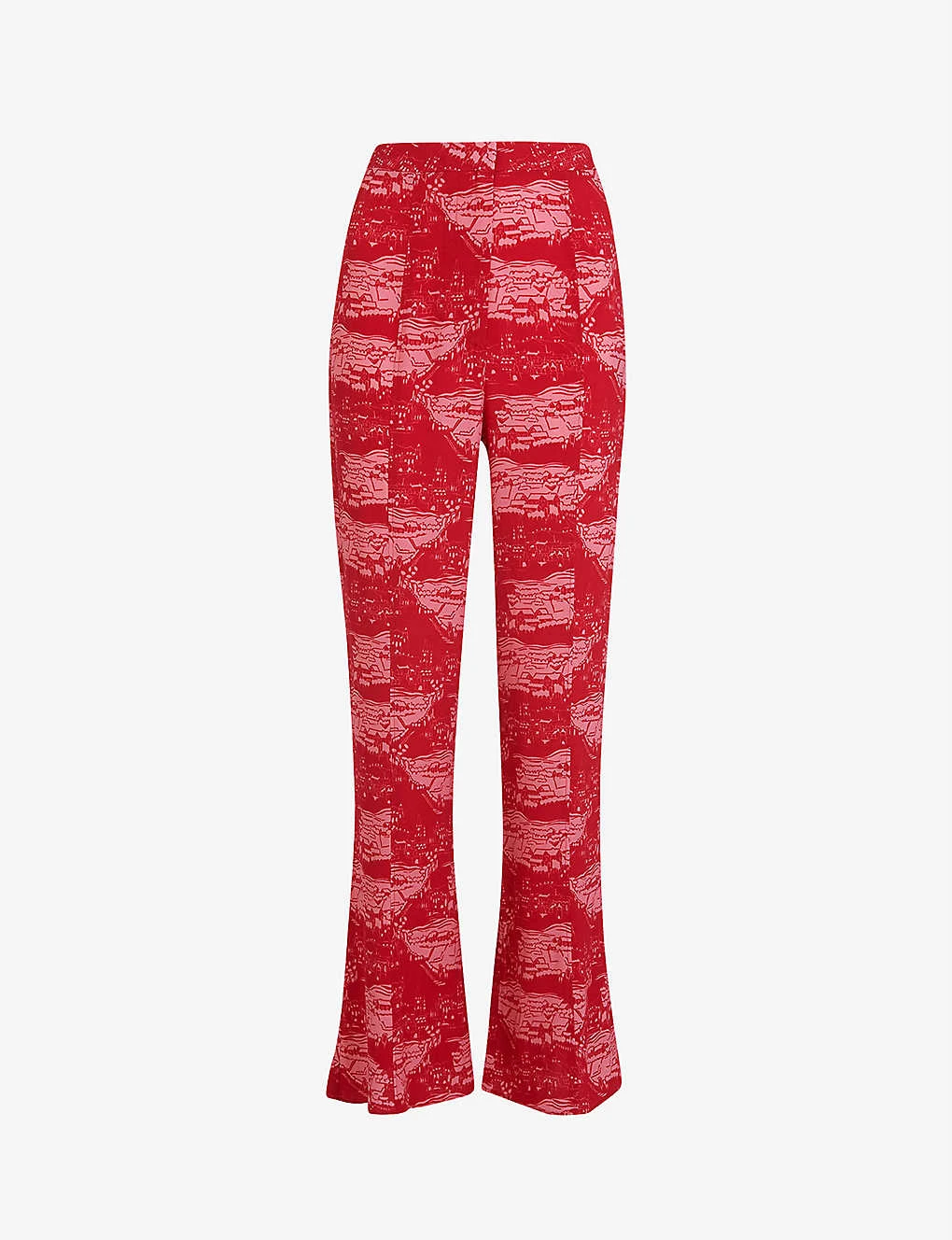 Whistles Field-print Flared High-rise Woven Trousers 1 Whistles Field-print Flared High-rise Woven Trousers