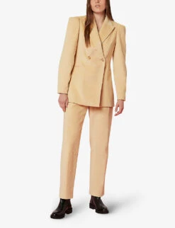 Whistles Suki Puff-shoulder Stretch-cotton Corduroy Blazer -The Fashion Shop R03840129 TAN ALT02