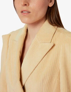 Whistles Suki Puff-shoulder Stretch-cotton Corduroy Blazer -The Fashion Shop R03840129 TAN ALT04