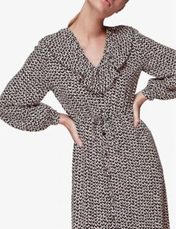 Whistles Abstract Heart-print Woven Midi Dress 8 Whistles Abstract Heart-print Woven Midi Dress -The Fashion Shop R03840130 MULTICOLOURED ALT02