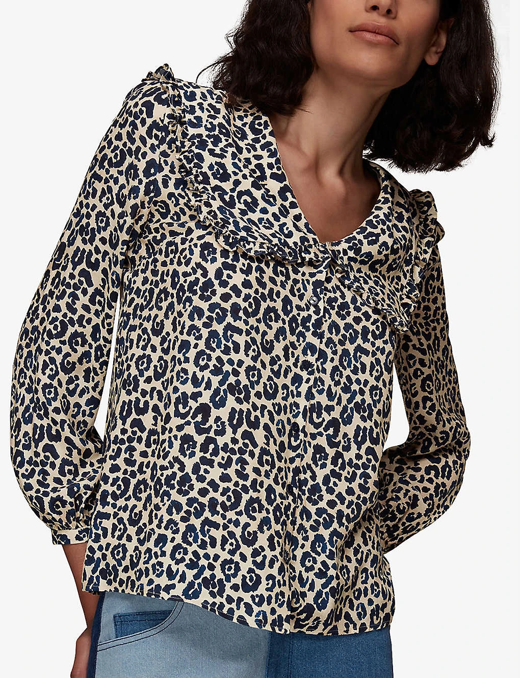 Whistles Oversized-collar Cheetah-print Woven Top 3 Whistles Oversized-collar Cheetah-print Woven Top - Image 3