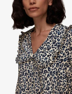 Whistles Oversized-collar Cheetah-print Woven Top 9 Whistles Oversized-collar Cheetah-print Woven Top -The Fashion Shop R03840131 MULTICOLOURED ALT04