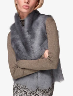 Whistles Toscana Sheepskin Shearling Gilet -The Fashion Shop R03841470 GREY ALT02