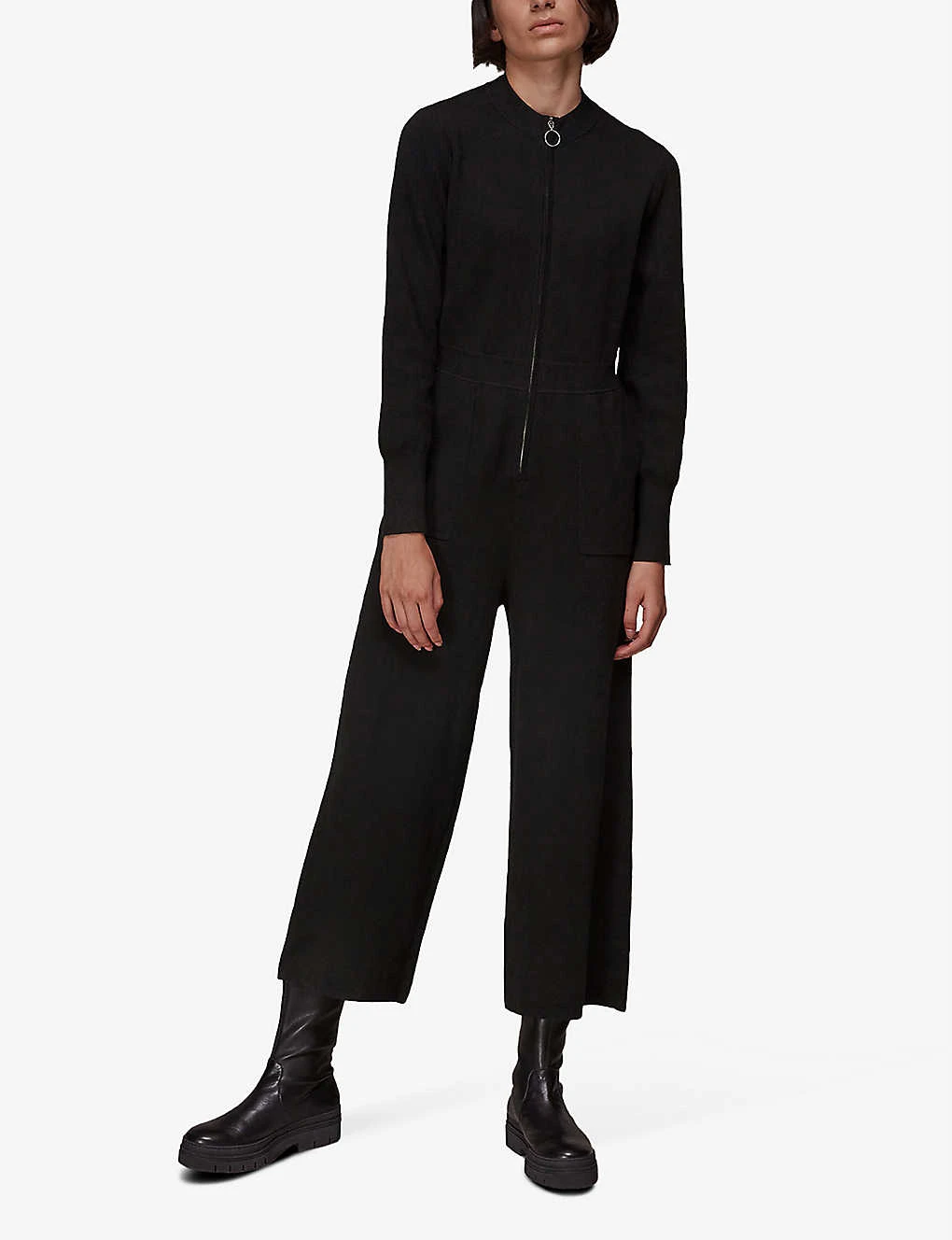 Whistles Long-sleeve Wide-leg Cotton-blend Jumpsuit 2 Whistles Long-sleeve Wide-leg Cotton-blend Jumpsuit - Image 2