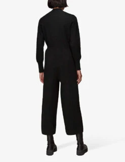 Whistles Long-sleeve Wide-leg Cotton-blend Jumpsuit 9 Whistles Long-sleeve Wide-leg Cotton-blend Jumpsuit -The Fashion Shop R03842132 BLACK ALT03