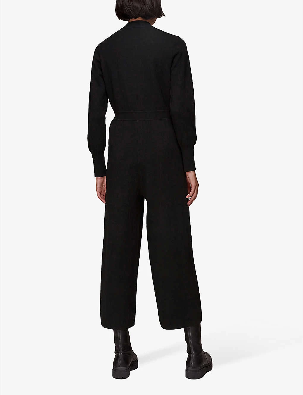 Whistles Long-sleeve Wide-leg Cotton-blend Jumpsuit 4 Whistles Long-sleeve Wide-leg Cotton-blend Jumpsuit - Image 4