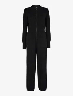 Whistles Long-sleeve Wide-leg Cotton-blend Jumpsuit