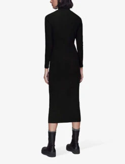 Whistles Ribbed Rollneck Stretch-knit Midi Dress 6 Whistles Ribbed Rollneck Stretch-knit Midi Dress -The Fashion Shop R03842133 BLACK ALT02