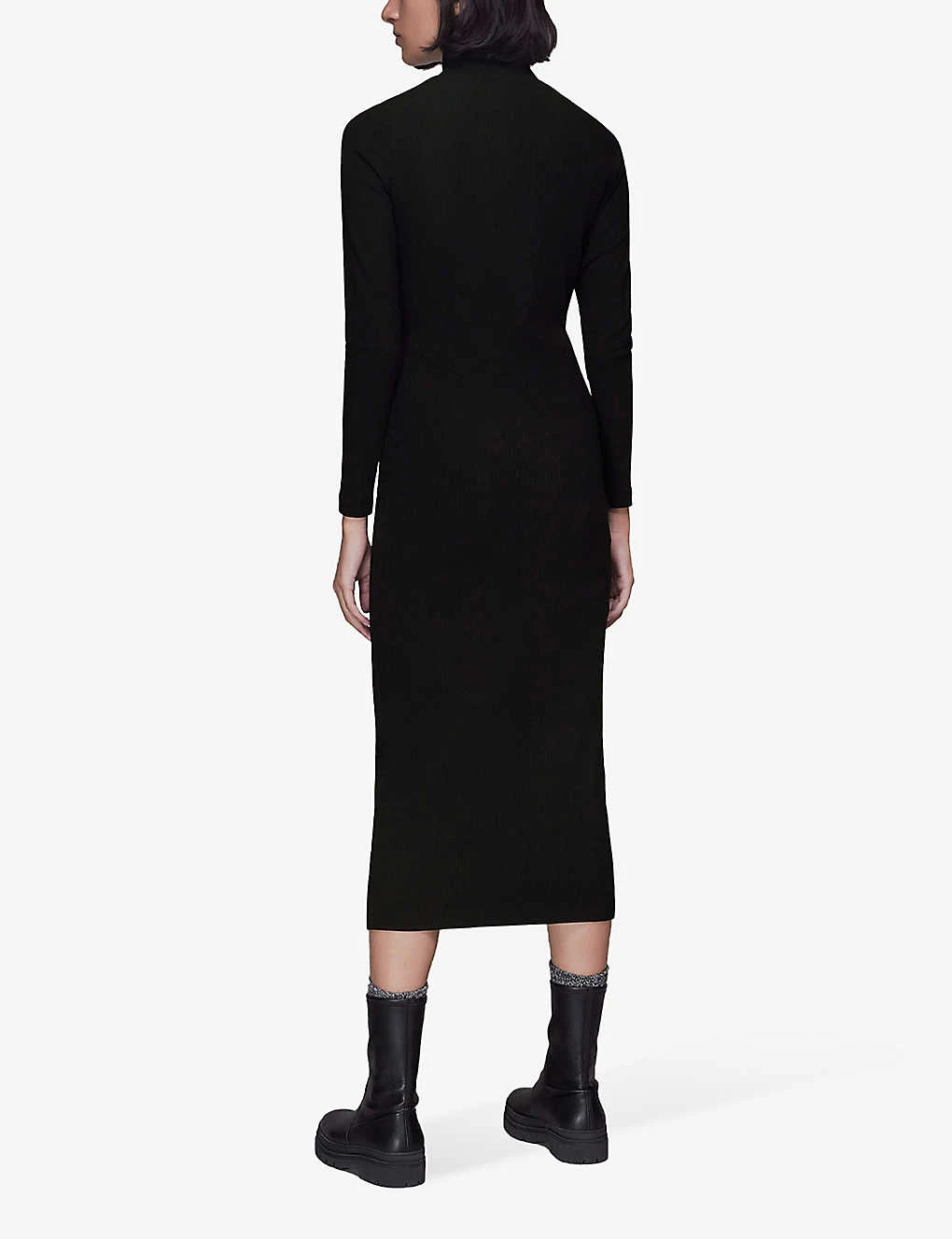 Whistles Ribbed Rollneck Stretch-knit Midi Dress 3 Whistles Ribbed Rollneck Stretch-knit Midi Dress - Image 3