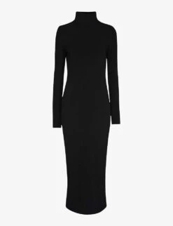 Whistles Ribbed Rollneck Stretch-knit Midi Dress