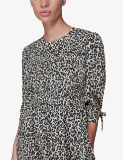 Whistles Cheetah-print Shirred Woven Midi Dress 7 Whistles Cheetah-print Shirred Woven Midi Dress -The Fashion Shop R03842721 MULTICOLOURED ALT02