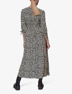Whistles Cheetah-print Shirred Woven Midi Dress 8 Whistles Cheetah-print Shirred Woven Midi Dress -The Fashion Shop R03842721 MULTICOLOURED ALT03