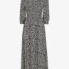 Whistles Cheetah-print Shirred Woven Midi Dress