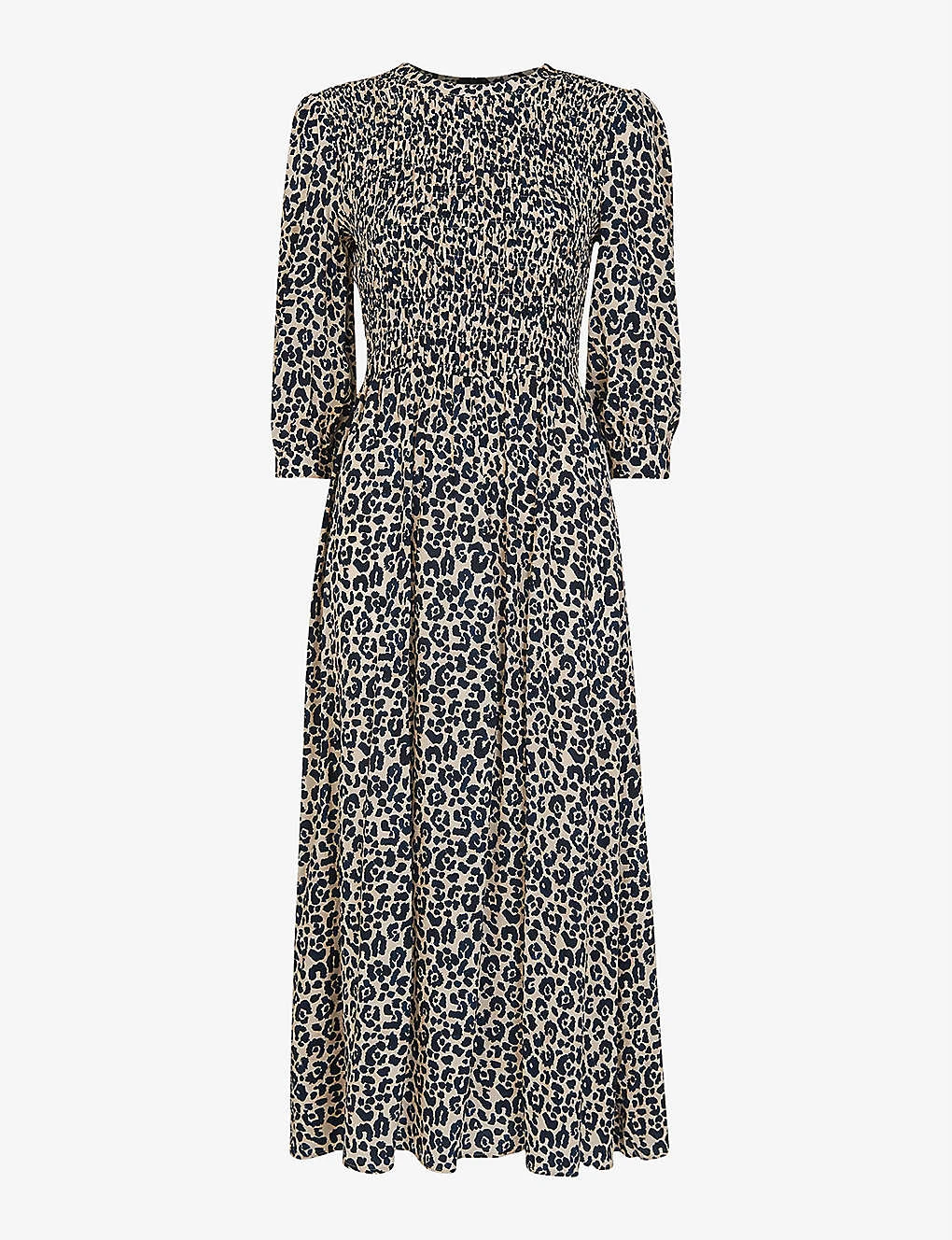 Whistles Cheetah-print Shirred Woven Midi Dress 1 Whistles Cheetah-print Shirred Woven Midi Dress