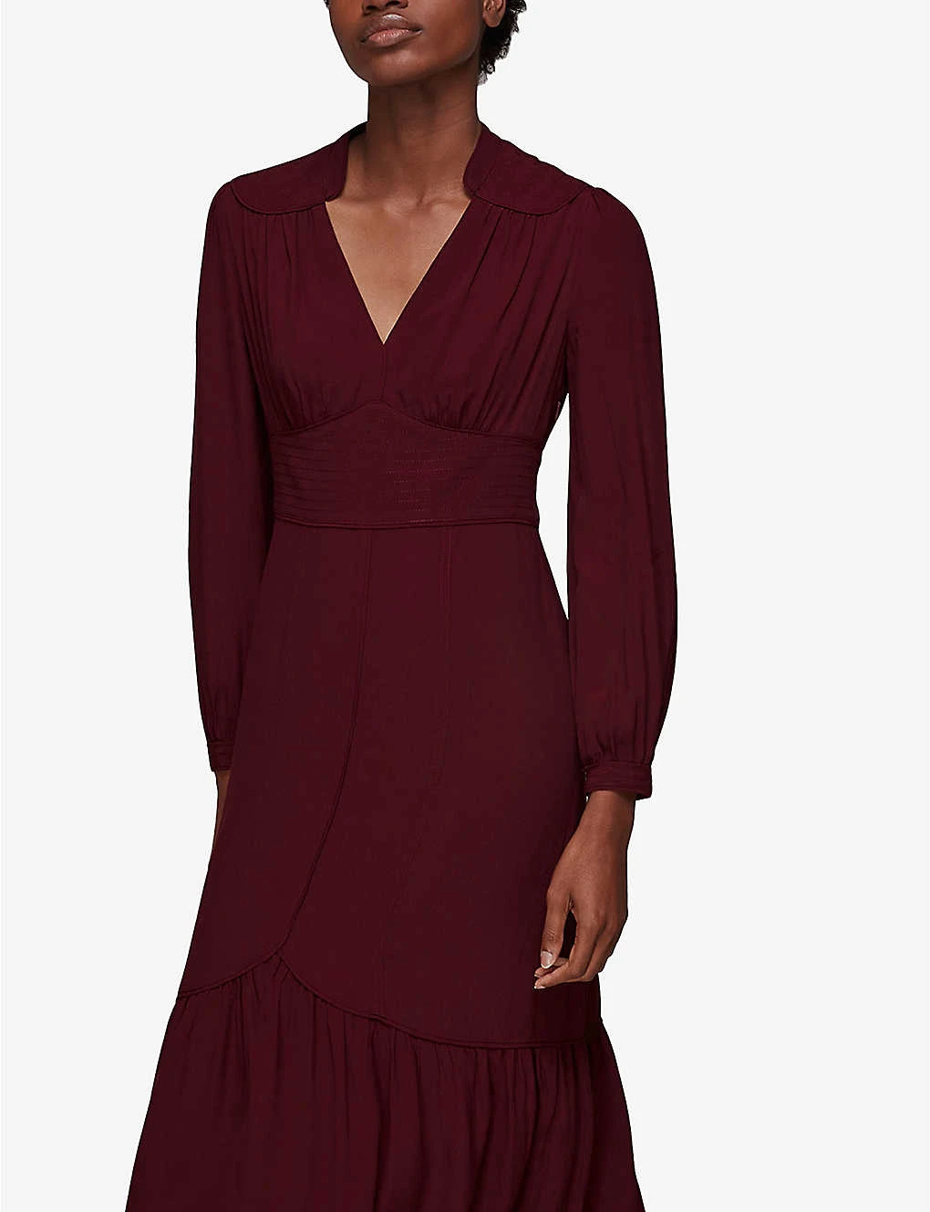 Whistles Topstitch Ruffled Woven Midi Dress 3 Whistles Topstitch Ruffled Woven Midi Dress - Image 3