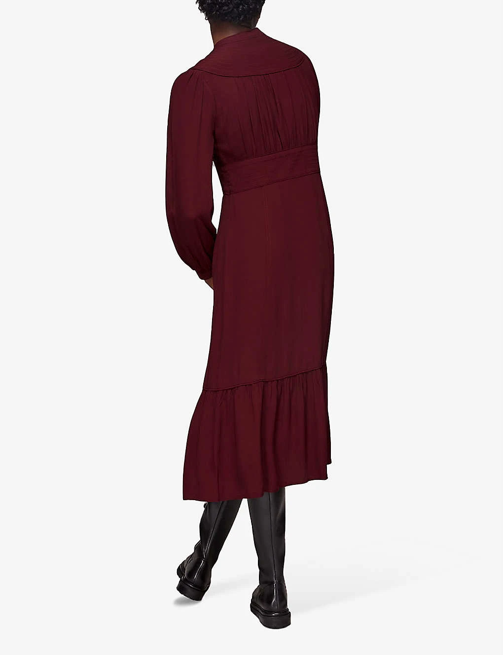 Whistles Topstitch Ruffled Woven Midi Dress 4 Whistles Topstitch Ruffled Woven Midi Dress - Image 4