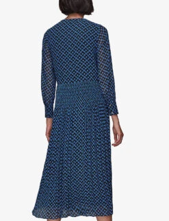 Whistles Gingham Check-print Recycled-polyester Midi Dress -The Fashion Shop R03844413 BLACK ALT03