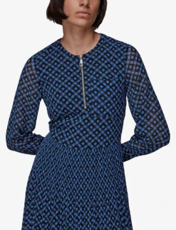 Whistles Gingham Check-print Recycled-polyester Midi Dress -The Fashion Shop R03844413 BLACK ALT04