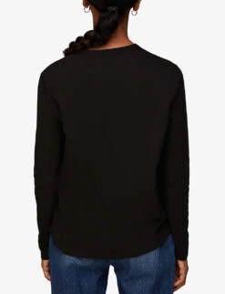 Whistles Emily Long-sleeved Organic-cotton T-shirt -The Fashion Shop R03844987 BLACK ALT03