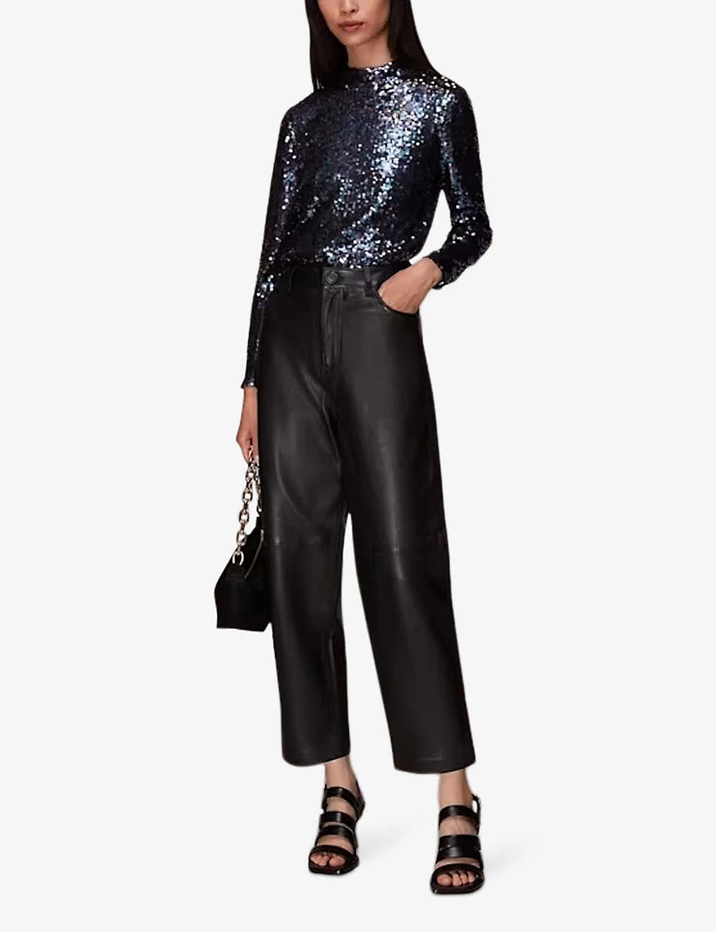 Whistles High-neck Sequin-embellished Stretch Recycled-polyester Top 2 Whistles High-neck Sequin-embellished Stretch Recycled-polyester Top - Image 2