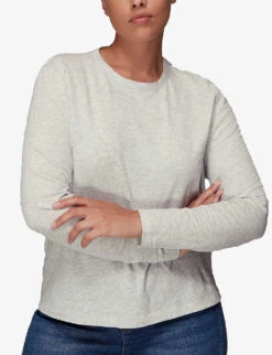 Whistles Emily Relaxed-fit Long-sleeved Cotton T-shirt 9 Whistles Emily Relaxed-fit Long-sleeved Cotton T-shirt -The Fashion Shop R03851017 GREY ALT04